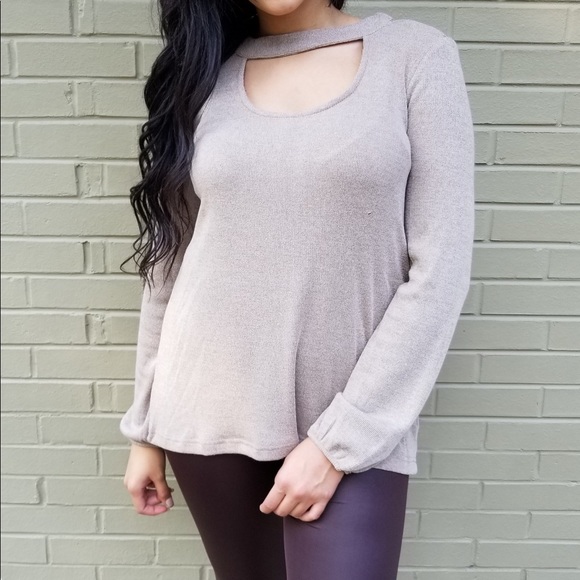 πHost Pick 9/30/18π Taupe Sweater w/Zipper Back - Picture 2 of 2